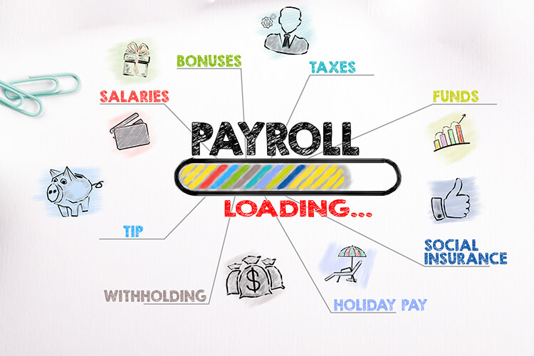 conceptual diagram of payroll bar 'loading', with many expenses attached
