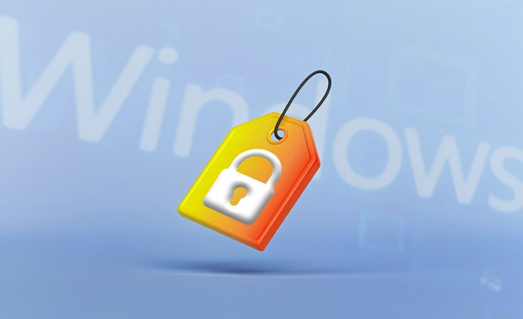 graphic of a label with a lock on it with the word Windows in the background
