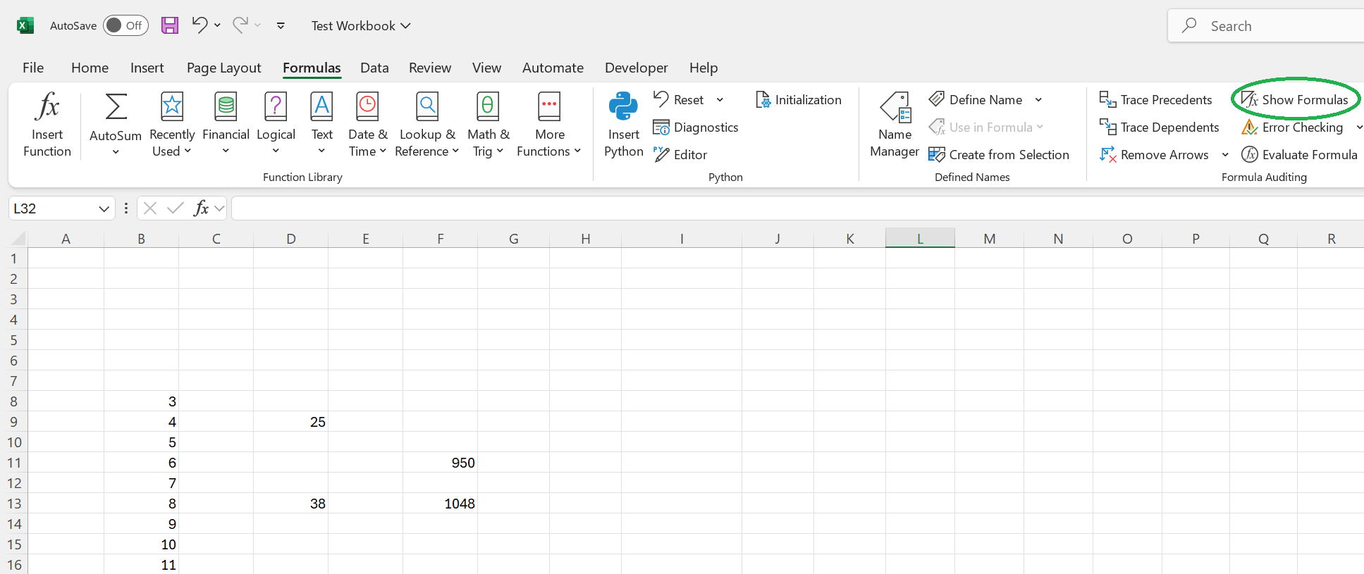 how to show formulas in excel